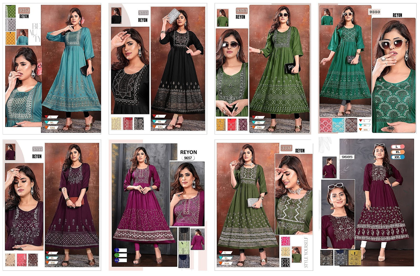 Glass Work 0512 Mmc Rayon Long Kurtis