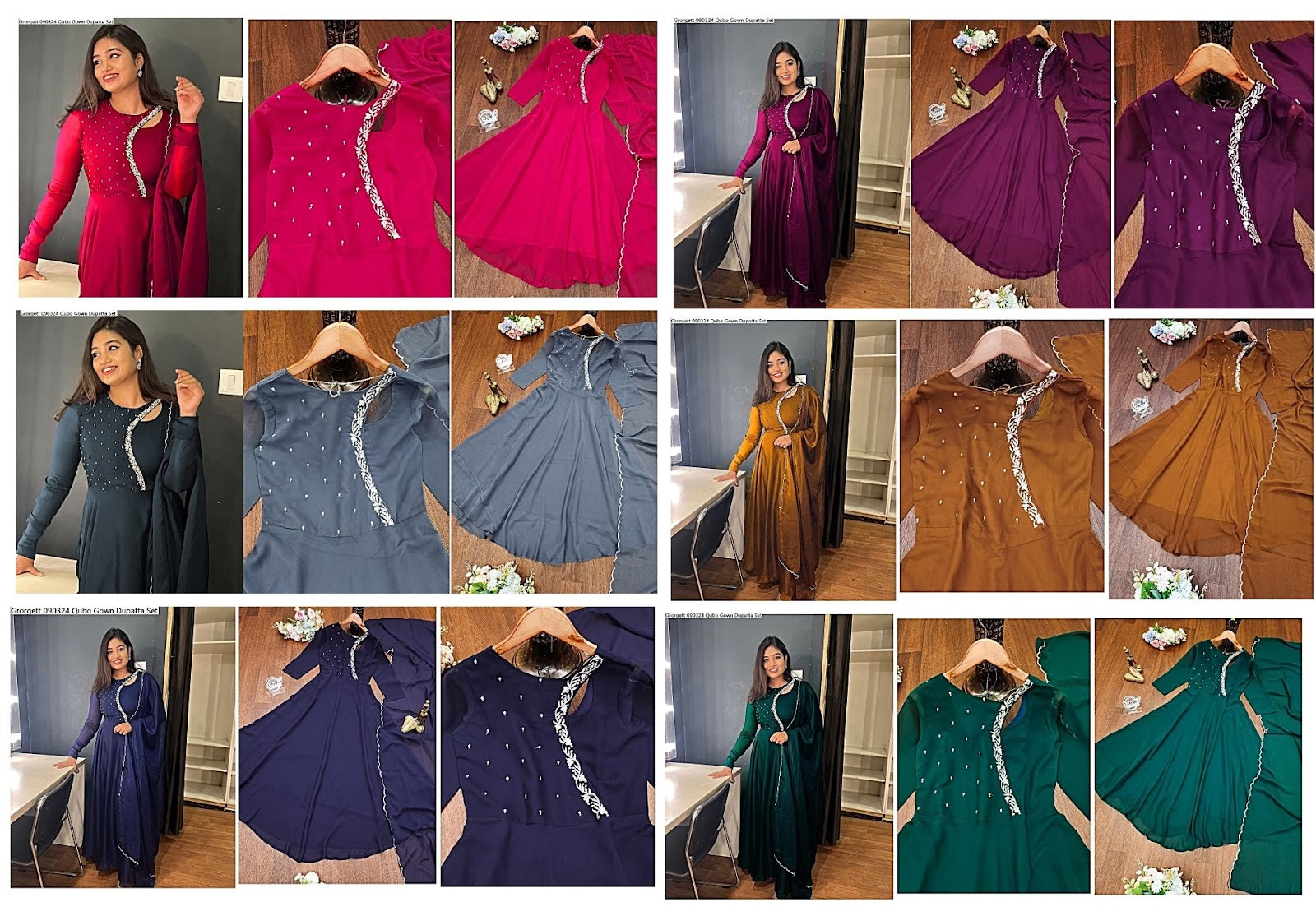 Grorgett 090324 Qubo Gown Dupatta Set