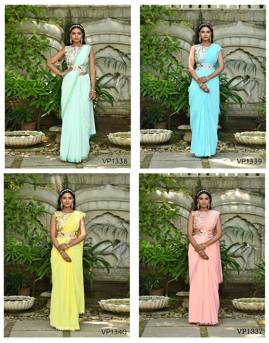 Hasina Fashion Berry Georgette Sarees