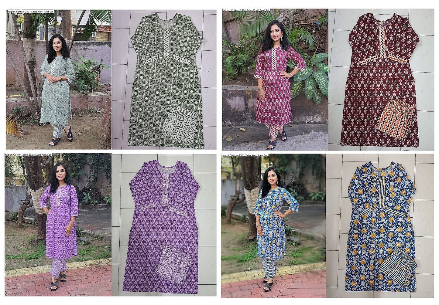 Jaipuri Cotton-2301 Salas Kurti Pant Set