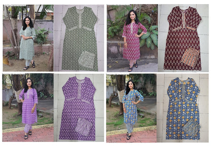 Jaipuri Cotton-2301 Salas Kurti Pant Set