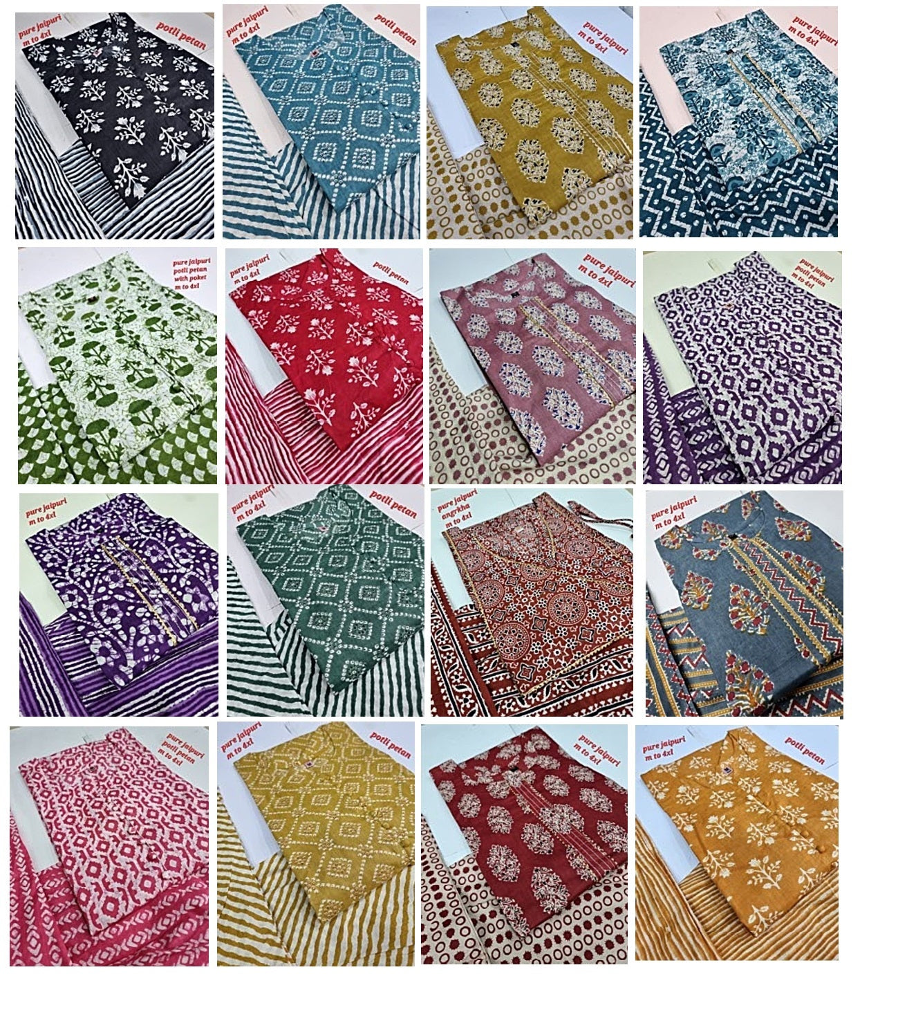 Jaipuri Cotton A Navad Kurti Pant Set