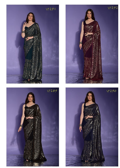 Jeet Fashion Berry Georgette Sarees