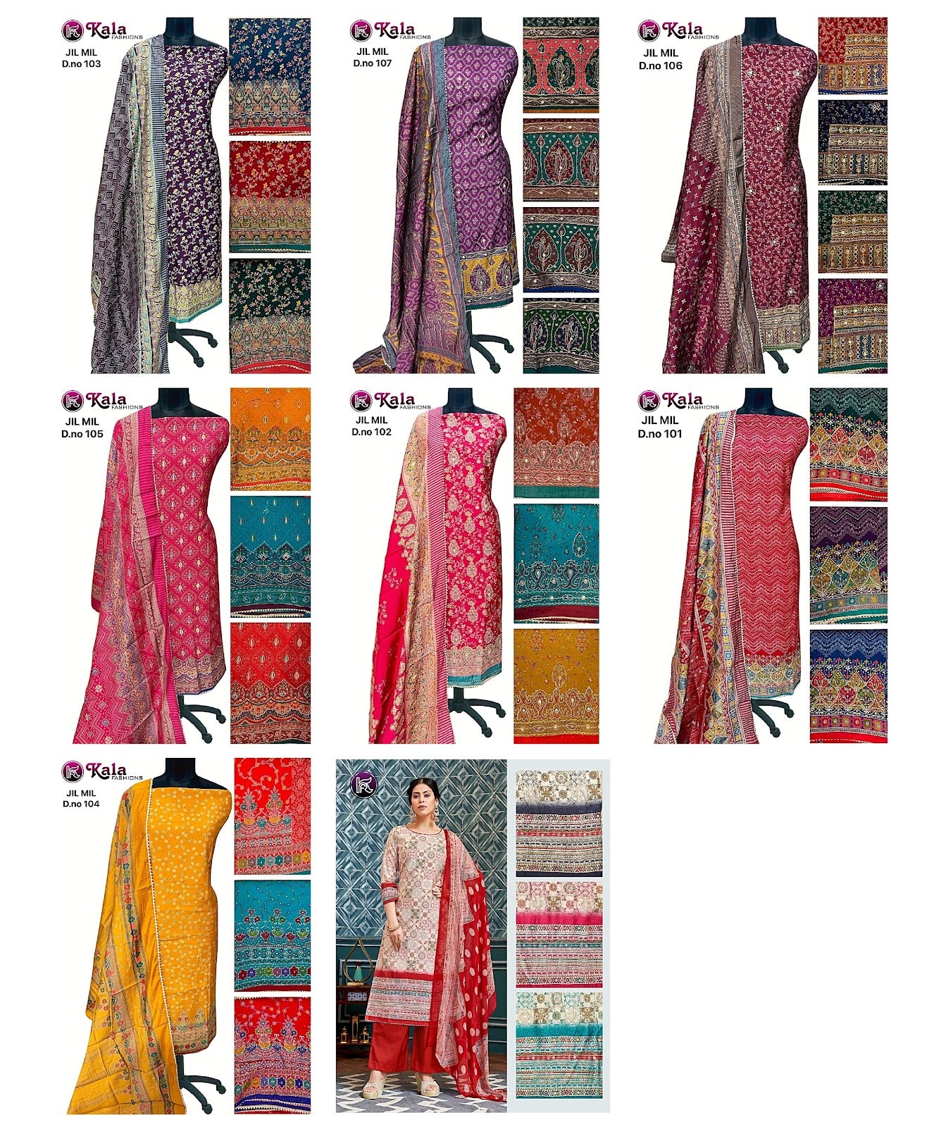 Jil Mil Kala Fashion Muslin Salwar Suits