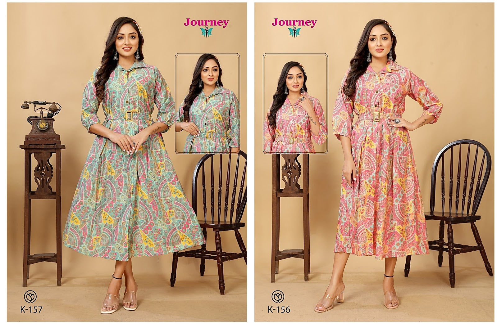 K 156-157 Journey Design Chanderi One Piece