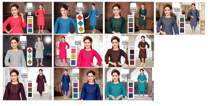 Kurbat Zoya Two Tone Straight Cut Kurtis