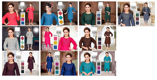 Kurbat Zoya Two Tone Straight Cut Kurtis