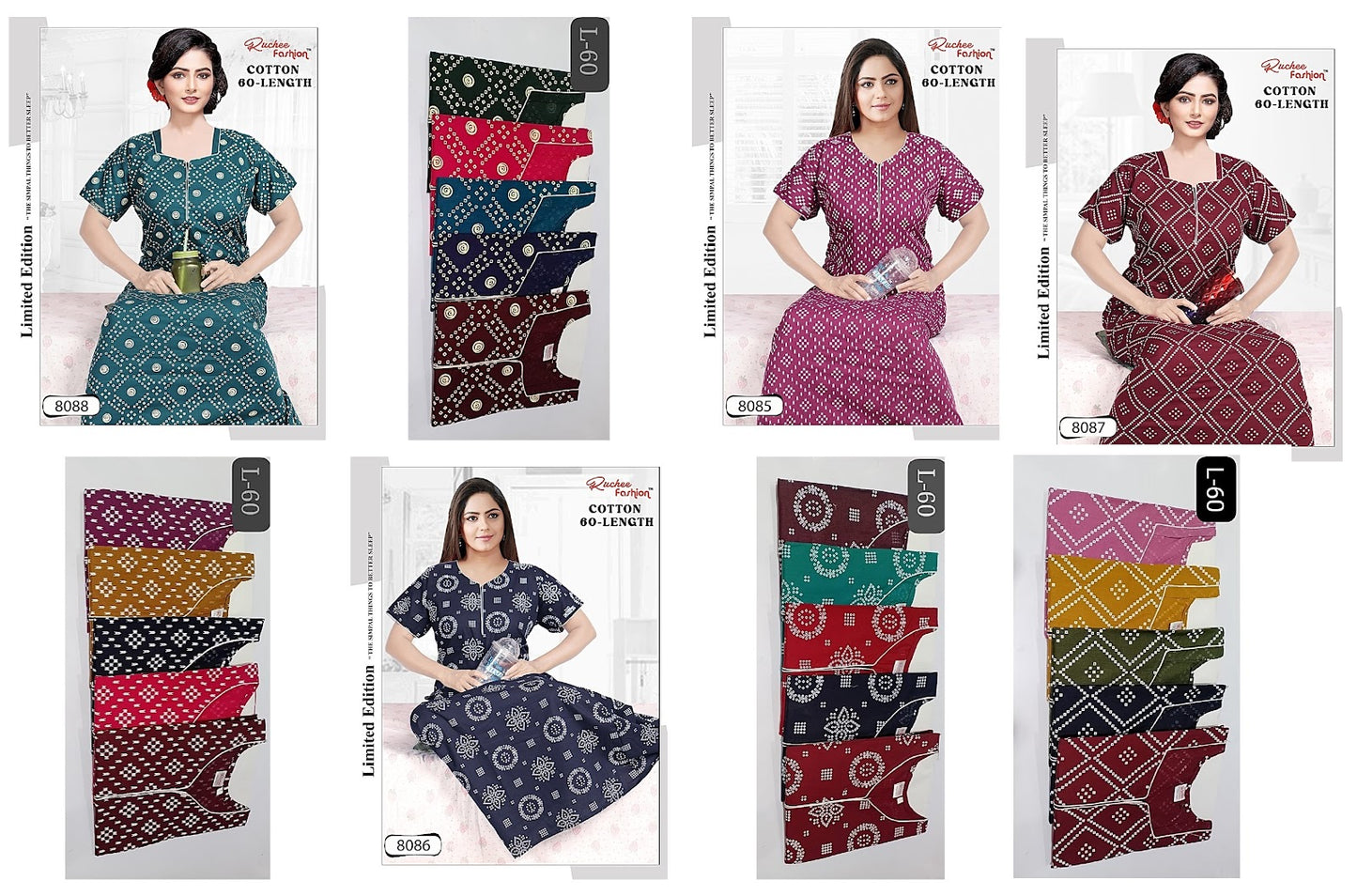 Cotton L-60 Ruchee Fashion Night Gowns