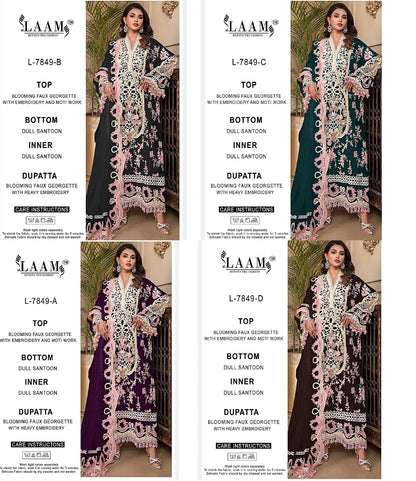 L 7849 Al Laam Georgette Pakistani Salwar Suits