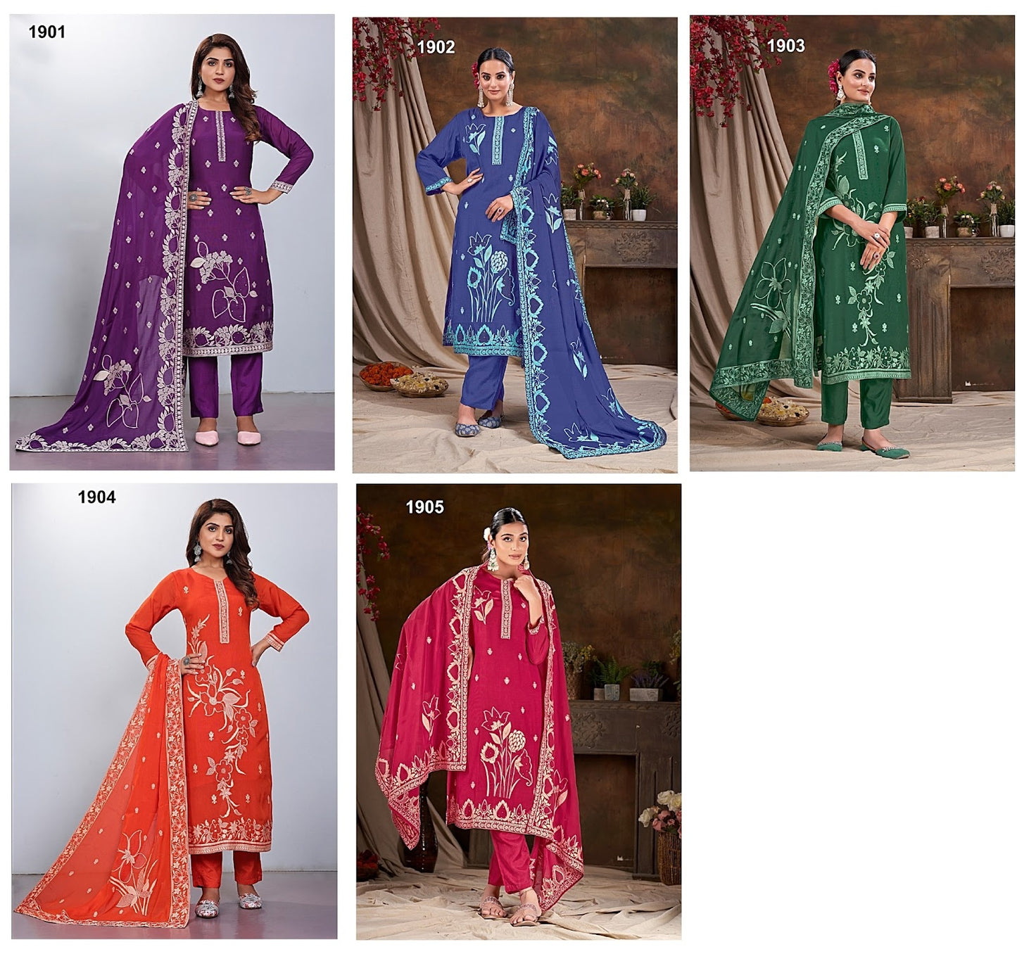 Mahendi Jivora Viscose Jacquard Readymade Pant Style Suits