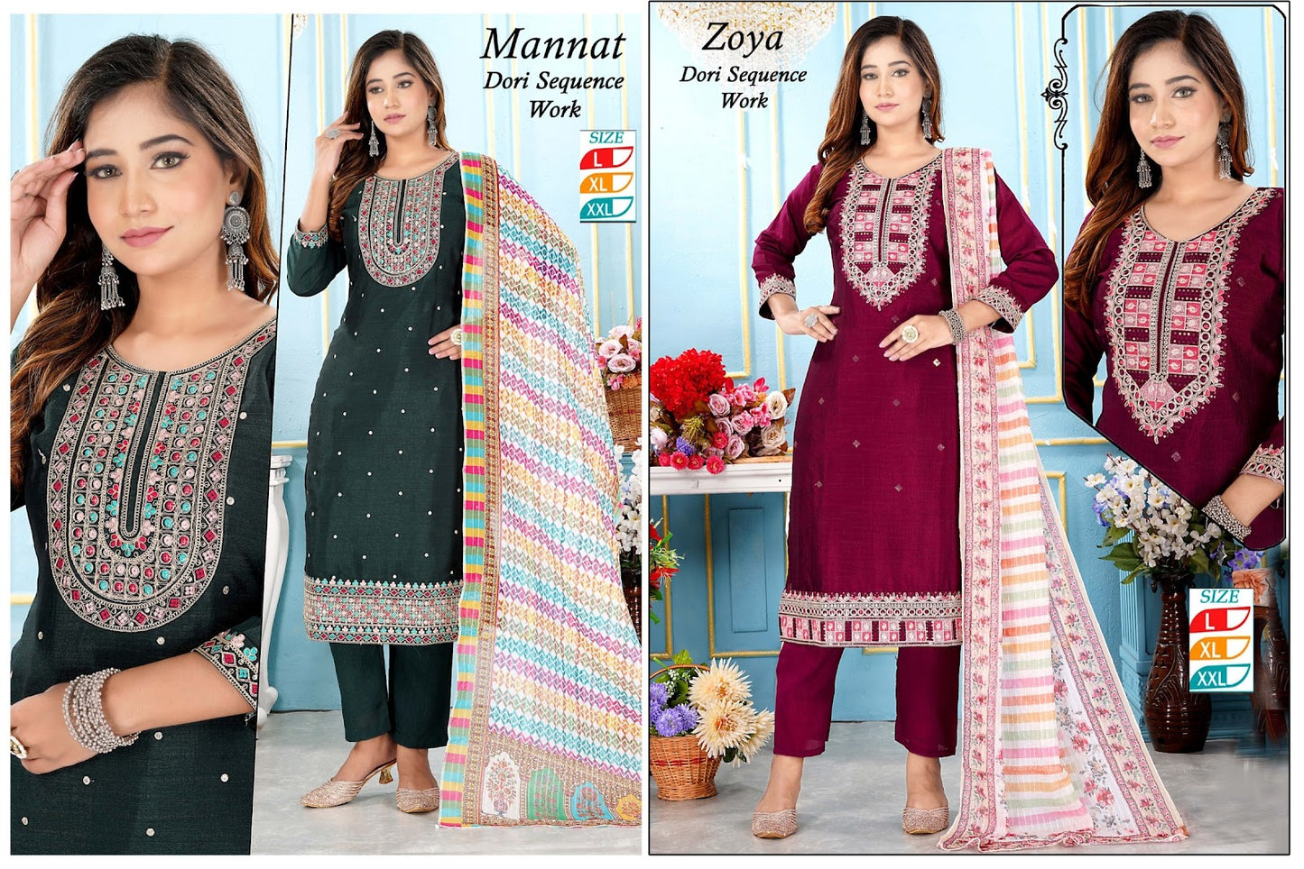 Mannat-Zoya Pravesh Vichitra Silk Readymade Pant Style Suits