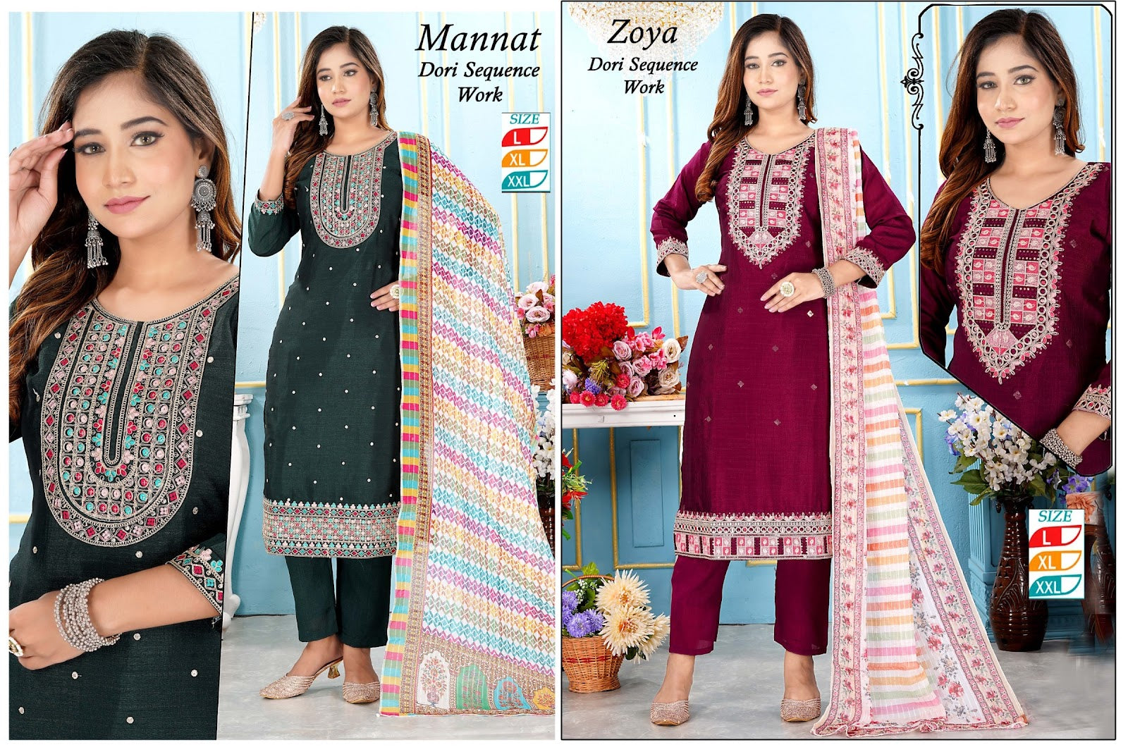Mannat-Zoya Pravesh Vichitra Silk Readymade Pant Style Suits