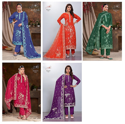Mehndi Jivora Pure Viscose Readymade Pant Style Suits