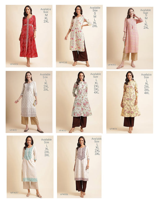 Mf 52-59 Msm Cotton Kurti Bottom Set