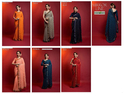 Mirror Line Fashion Berry Georgette Sarees