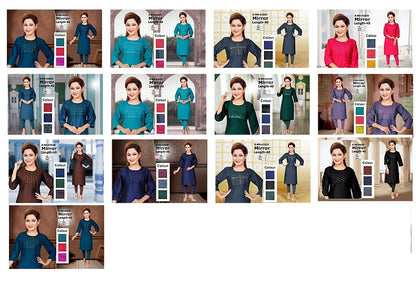 Mirror Zoya Two Tone Straight Cut Kurtis