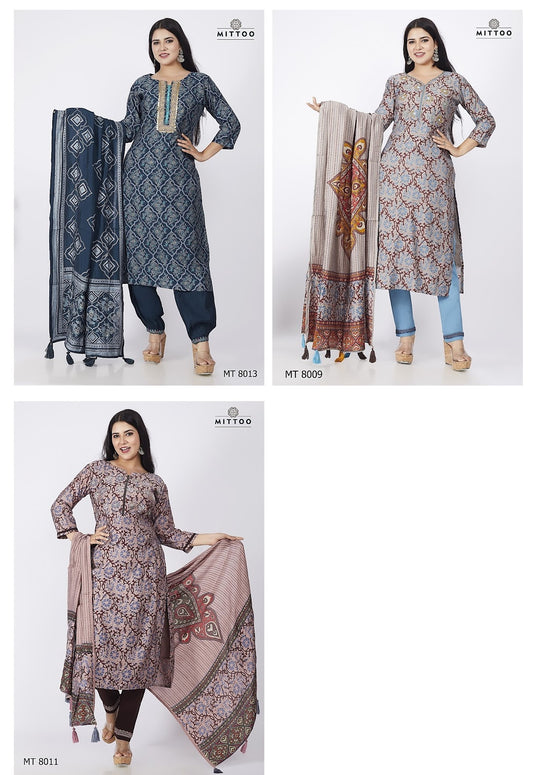 Mt-8009-8013 Mittoo Modal Readymade Pant Style Suits