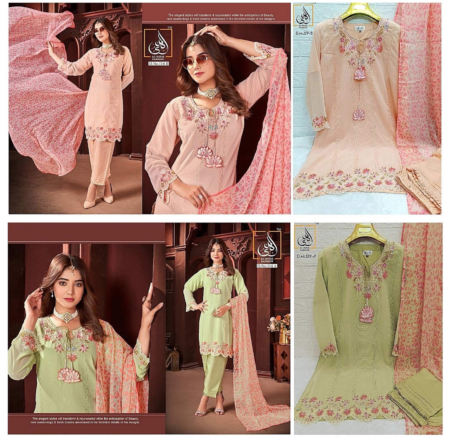 114 Al Huda Fashion Georgette Pakistani Readymade Suits