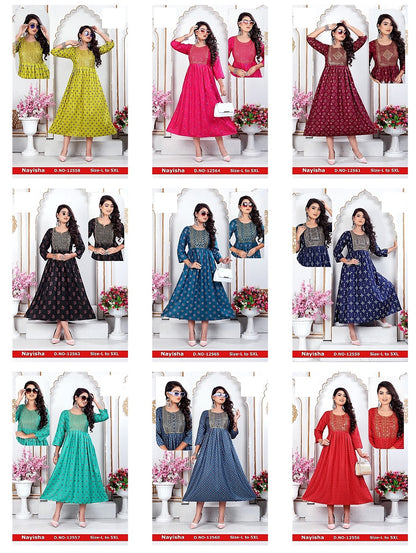 Nayisha Zoya Rayon Anarkali Kurtis