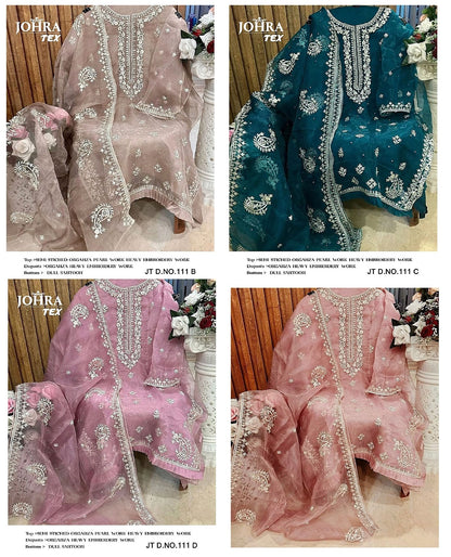 New 111 Johra Tex Organza Pakistani Salwar Suits