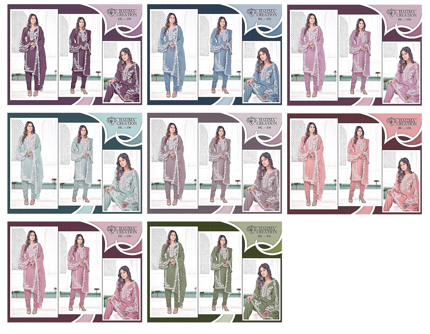 New 136 Halima Creation Silk Organza Pakistani Readymade Suits