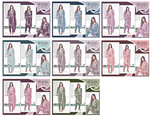 New 136 Halima Creation Silk Organza Pakistani Readymade Suits