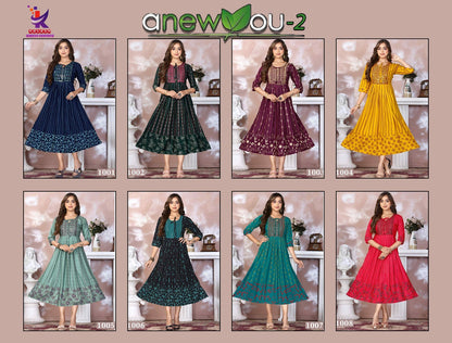 A New You 2 Mlm Kalash Lifestyle Rayon Anarkali Kurtis