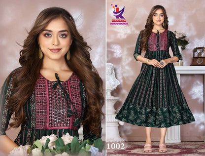 A New You 2 Mlm Kalash Lifestyle Rayon Anarkali Kurtis