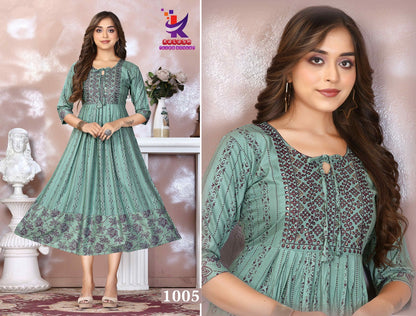 A New You 2 Mlm Kalash Lifestyle Rayon Anarkali Kurtis