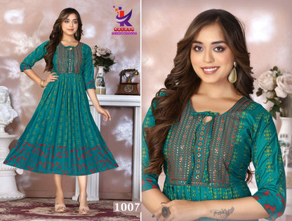 A New You 2 Mlm Kalash Lifestyle Rayon Anarkali Kurtis