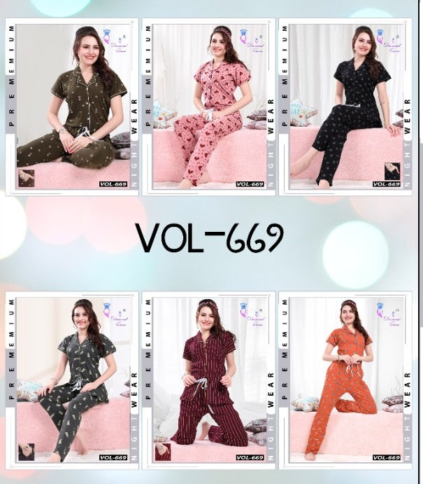 669 Diamond Queen Sinker Collar Night Suits