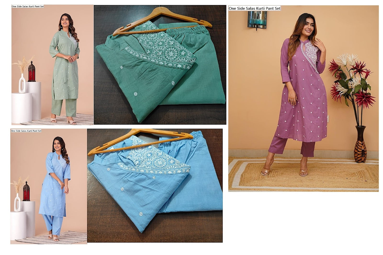 One Side Salas Kurti Pant Set