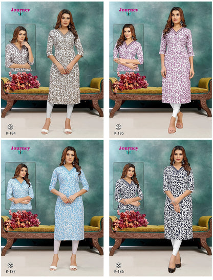 P 184-187 Journey Design Viscose Knee Length Kurtis