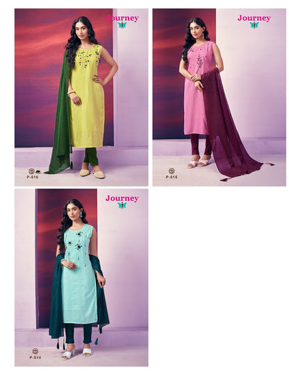 P 514-516 Journey Design Doby Pattern Readymade Pant Style Suits