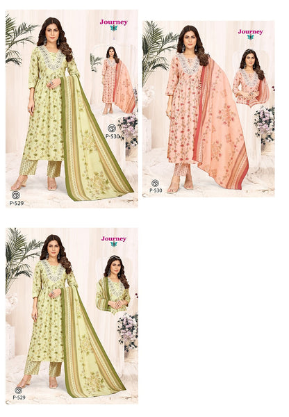 P 529-530 Journey Design Modal Chanderi Readymade Pant Style Suits