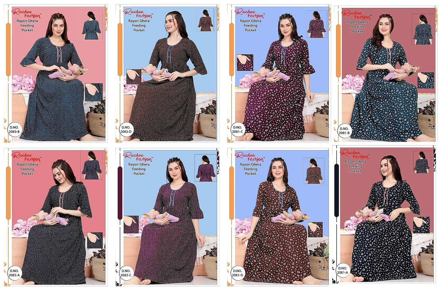 Pocket-010124 Ruchee Fashion Feeding Night Gown