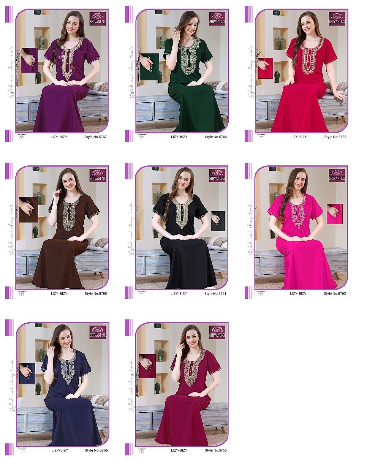 Pocket-1502 Shivani Night Gowns
