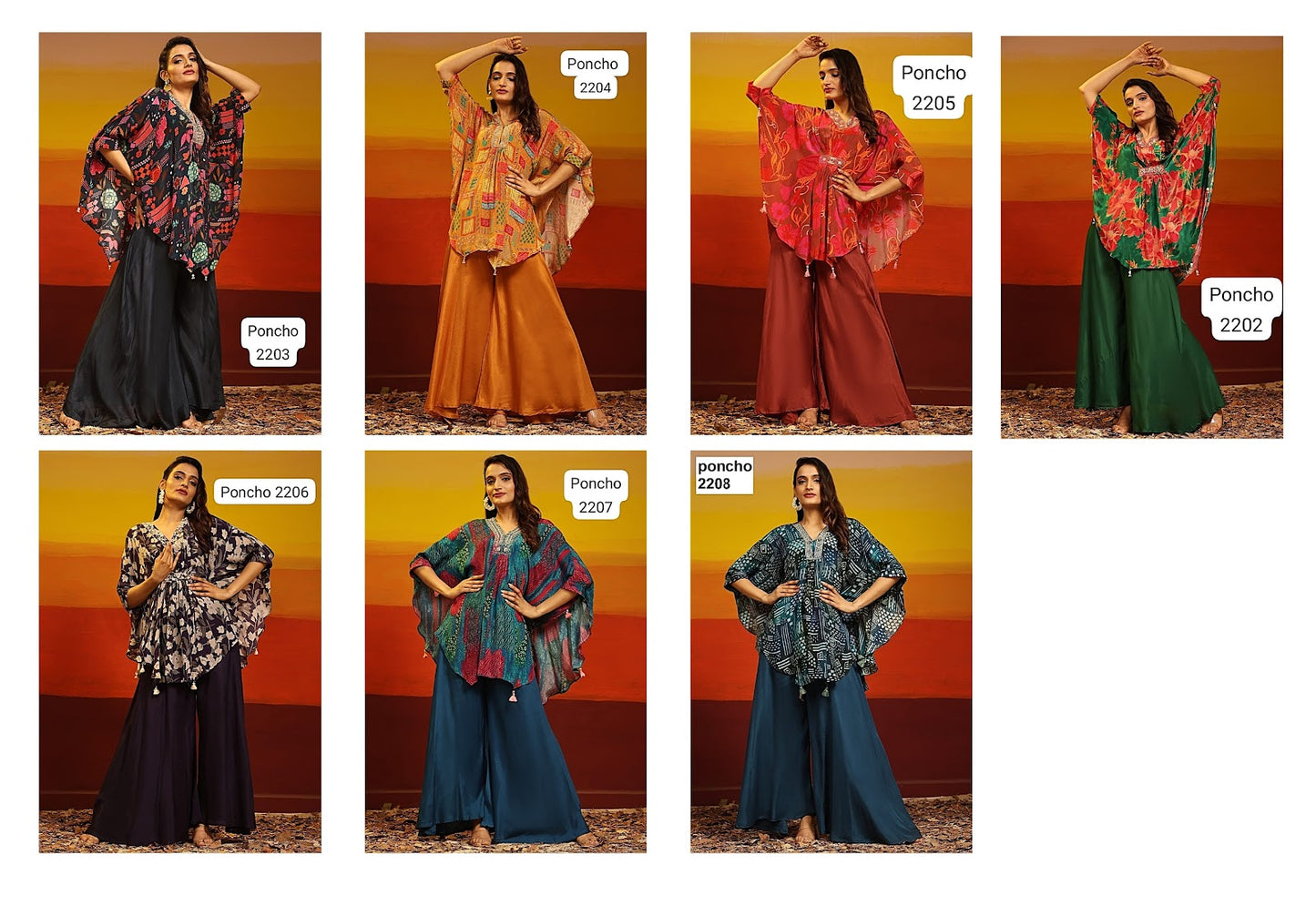 Poncho Jivora Muslin Top Bottom Set