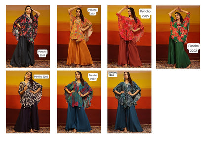 Poncho Jivora Muslin Top Bottom Set