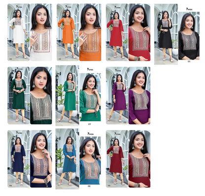Popins Premnath Two Tone Knee Length Kurtis