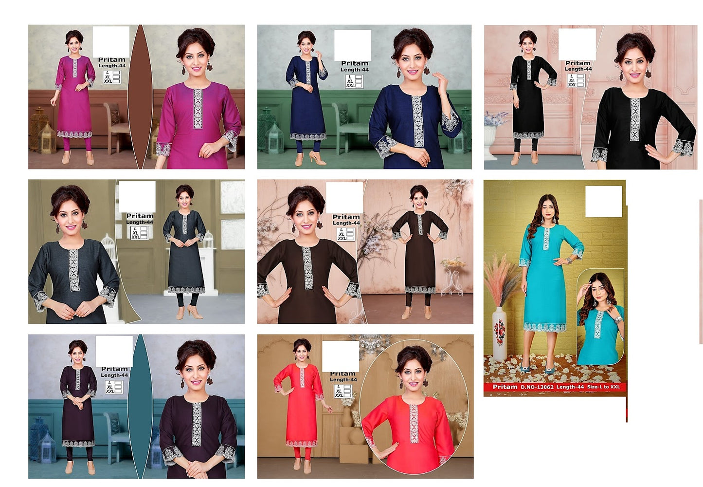 Pritam Zoya Rayon Long Straight Kurti
