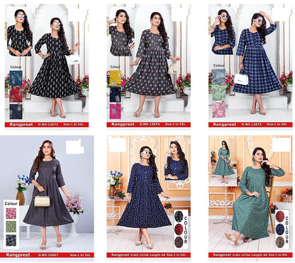 Rangpreet Zoya Rayon Anarkali Kurtis