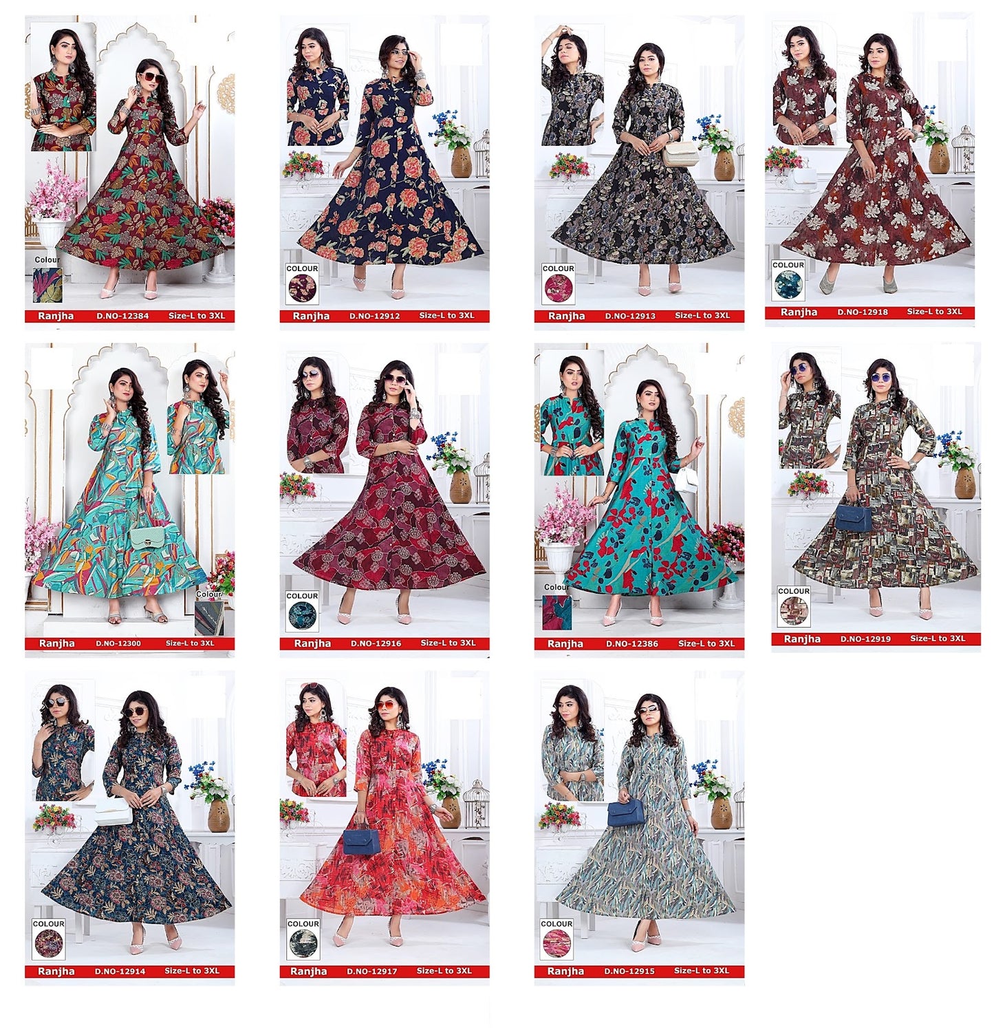 Ranjha-1201 Zoya Chanderi Modal Anarkali Kurtis