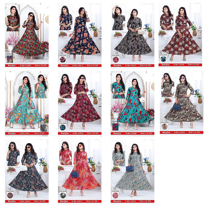 Ranjha-1201 Zoya Chanderi Modal Anarkali Kurtis