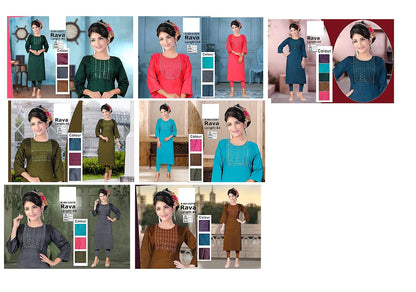 Rava Zoya Two Tone Straight Cut Kurtis