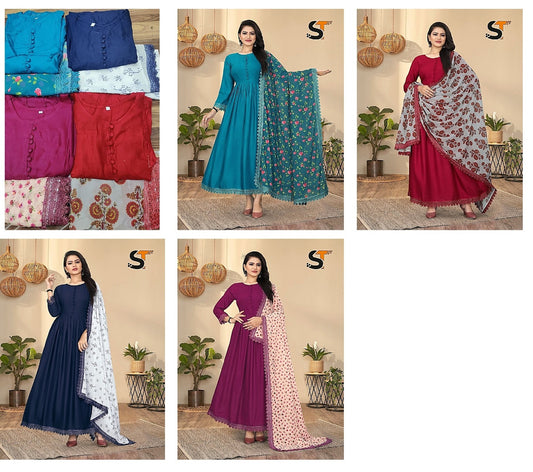Rayon 2610 Salas Rayon Gown Dupatta Set