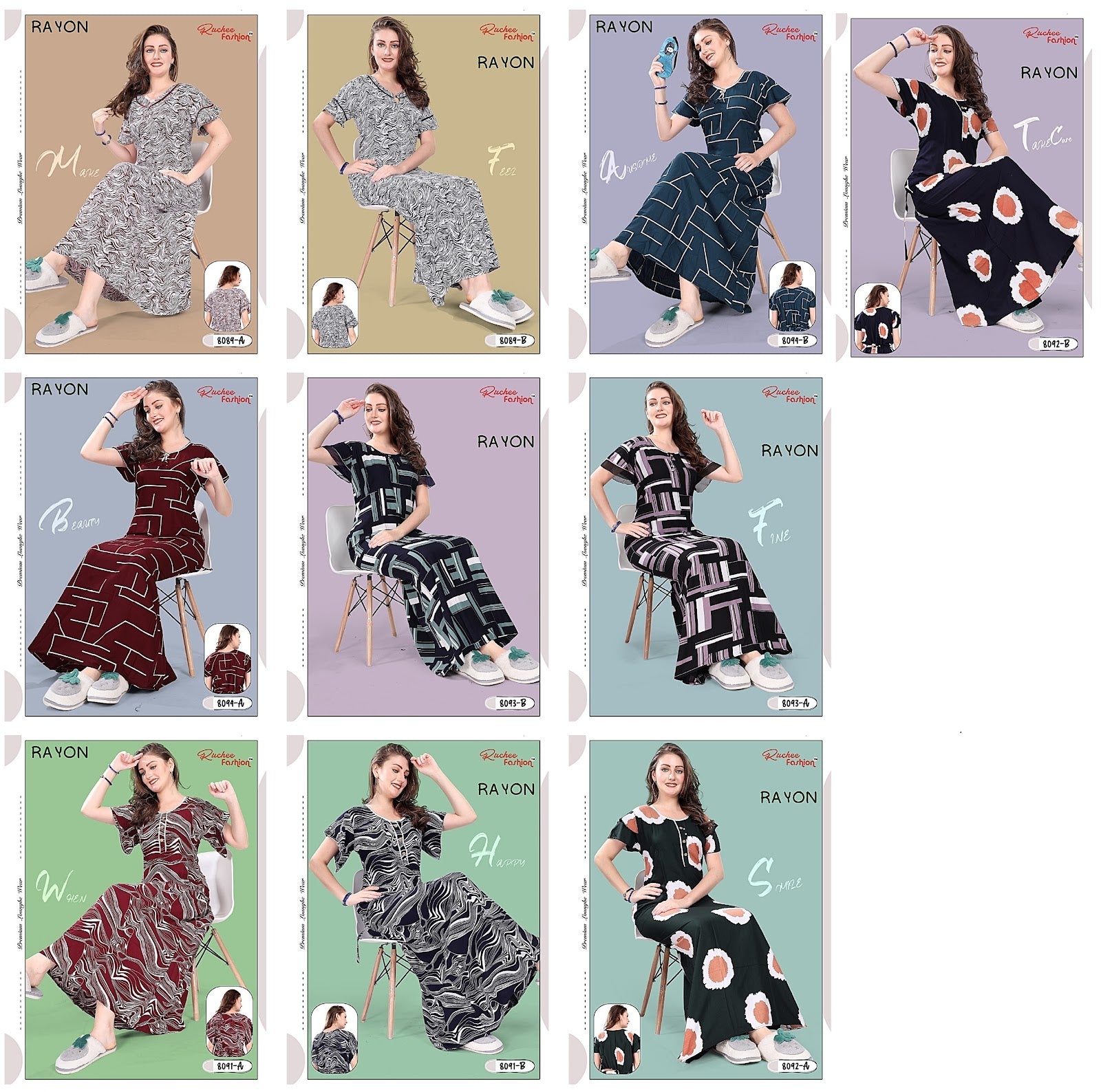 Rayon Ruchee Fashion Night Gowns
