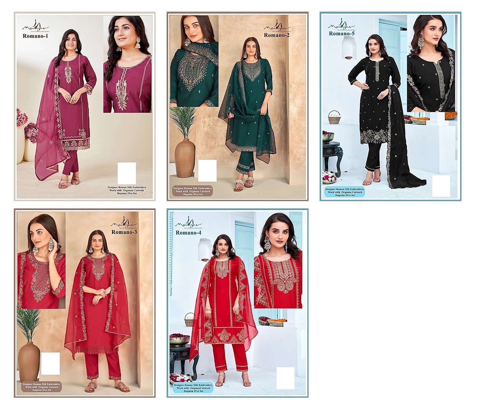 Romano Vol 1 Mayur Fashion Roman Silk Readymade Pant Style Suits