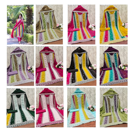 Sabya Saachi-7 Qubo Fox Georgette Semi Stitched Suits