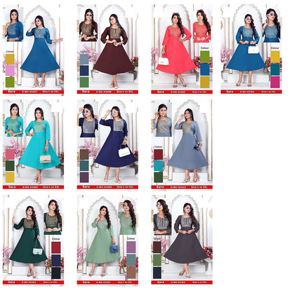 Sara Zoya Rayon Anarkali Kurtis